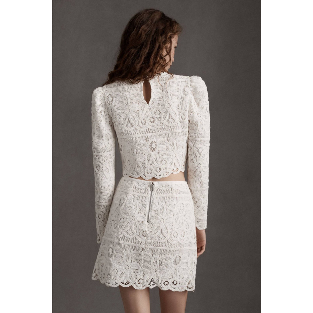 Anthropologie Saylor White Lace Bernie Top and Skirt Set - Picture 4 of 11